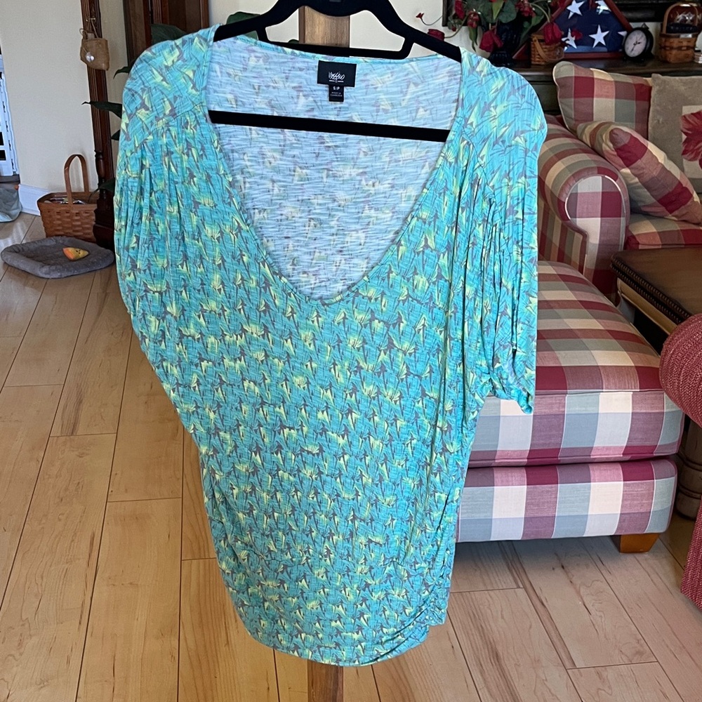 Massimo Aqua and Yellow Patterned Blouse size small petite